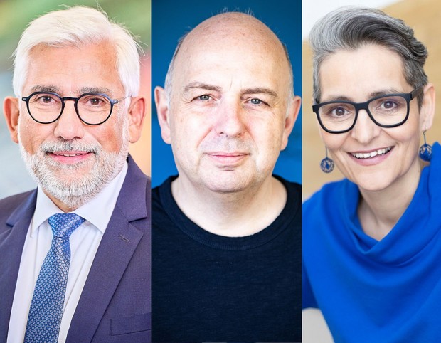 Collage mit den Gesichtern der 3 Hauptakteure der Veranstaltung