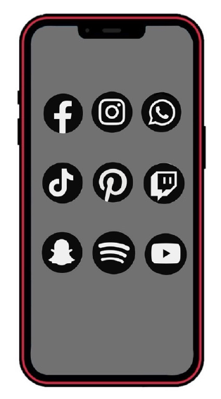 Ein Handy mit Social-Media App-Icons